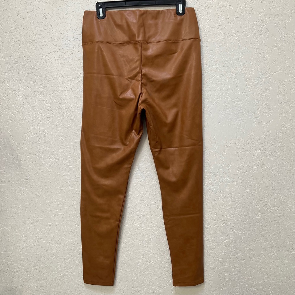Bagatelle NYC Womens Cognac Brown Faux Leather High Waisted Leggings Size L - Picture 5 of 7